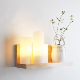 Vägglampor I Ministil Med Glasskärmar Modernt Samtida Trä Bambu Vägglampa