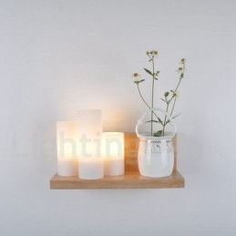 Vägglampor I Ministil Med Glasskärmar Modernt Samtida Trä Bambu Vägglampa