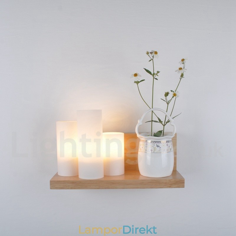 Vägglampor I Ministil Med Glasskärmar Modernt Samtida Trä Bambu Vägglampa