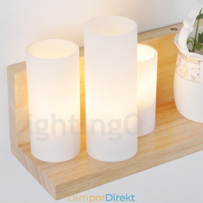 Vägglampor I Ministil Med Glasskärmar Modernt Samtida Trä Bambu Vägglampa
