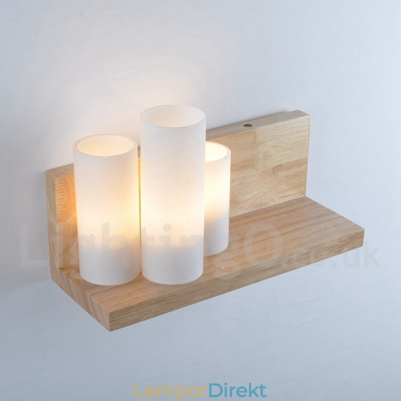 Vägglampor I Ministil Med Glasskärmar Modernt Samtida Trä Bambu Vägglampa