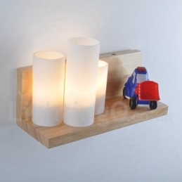 Vägglampor I Ministil Med Glasskärmar Modernt Samtida Trä Bambu Vägglampa