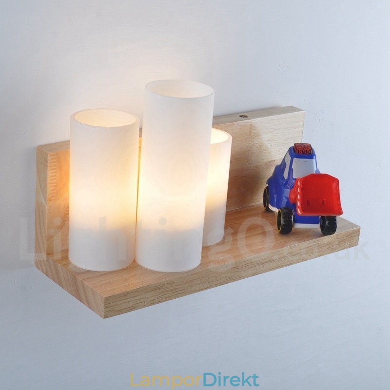 Vägglampor I Ministil Med Glasskärmar Modernt Samtida Trä Bambu Vägglampa