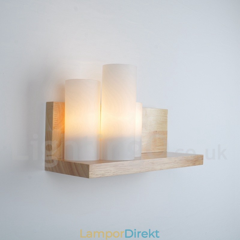Vägglampor I Ministil Med Glasskärmar Modernt Samtida Trä Bambu Vägglampa