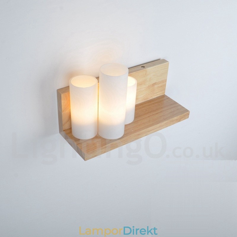 Vägglampor I Ministil Med Glasskärmar Modernt Samtida Trä Bambu Vägglampa