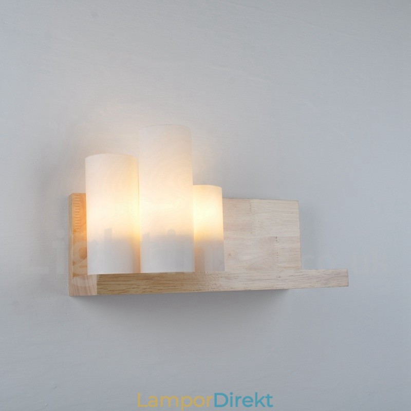 Vägglampor I Ministil Med Glasskärmar Modernt Samtida Trä Bambu Vägglampa