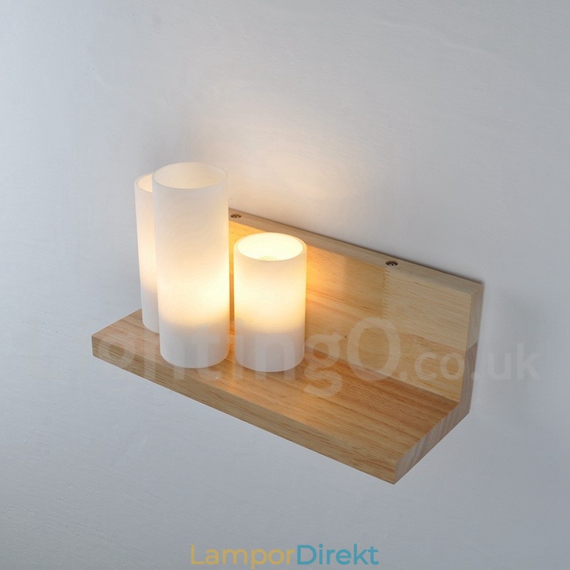 Vägglampor I Ministil Med Glasskärmar Modernt Samtida Trä Bambu Vägglampa
