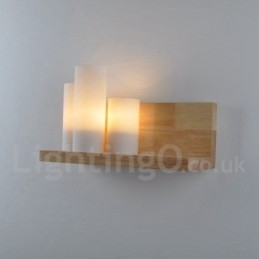 Vägglampor I Ministil Med Glasskärmar Modernt Samtida Trä Bambu Vägglampa