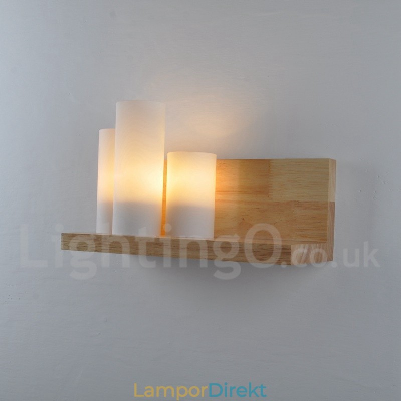 Vägglampor I Ministil Med Glasskärmar Modernt Samtida Trä Bambu Vägglampa