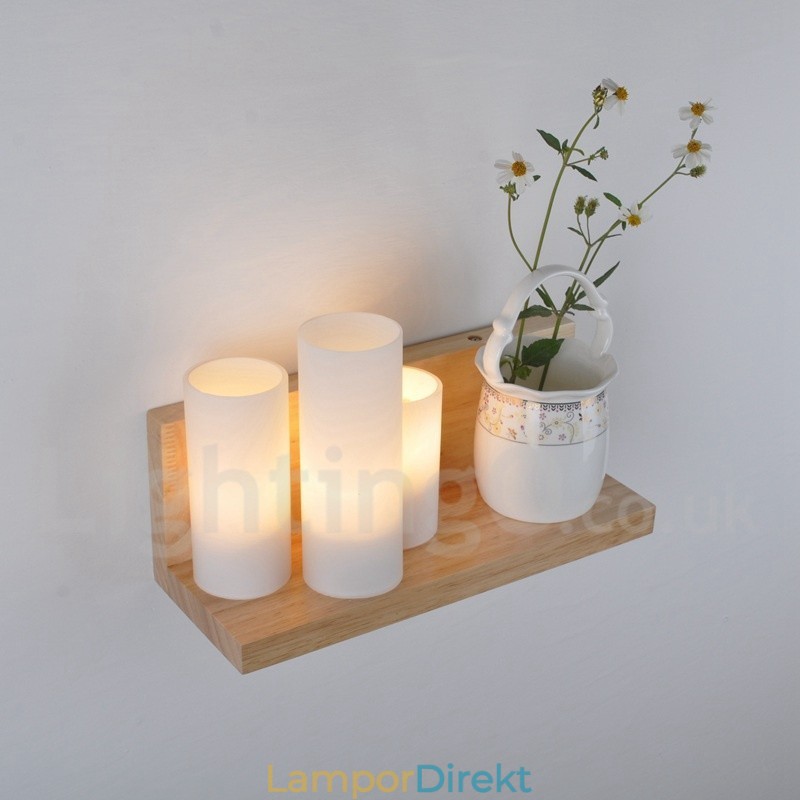 Vägglampor I Ministil Med Glasskärmar Modernt Samtida Trä Bambu Vägglampa