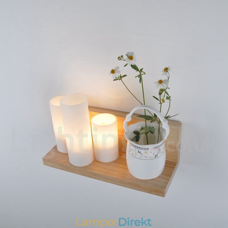 Vägglampor I Ministil Med Glasskärmar Modernt Samtida Trä Bambu Vägglampa