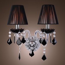 Crystal Vägglampa Med 2 Lampor I Tygskärm