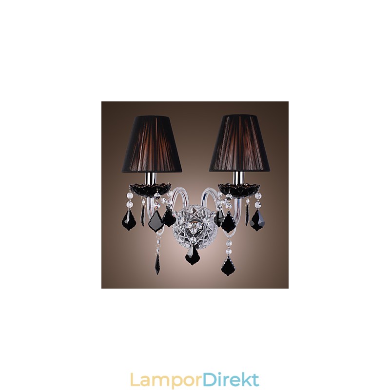 Crystal Vägglampa Med 2 Lampor I Tygskärm