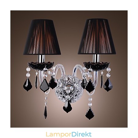 Crystal Vägglampa Med 2 Lampor I Tygskärm Crystal Vägglampa Med 2 Lampor I Tygskärm