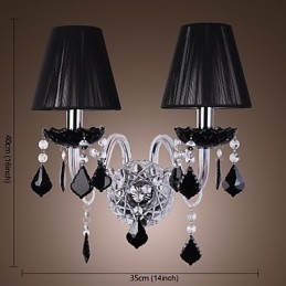 Crystal Vägglampa Med 2 Lampor I Tygskärm