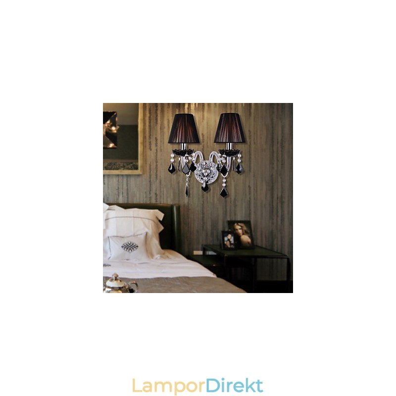 Crystal Vägglampa Med 2 Lampor I Tygskärm