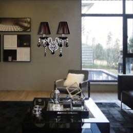Crystal Vägglampa Med 2 Lampor I Tygskärm