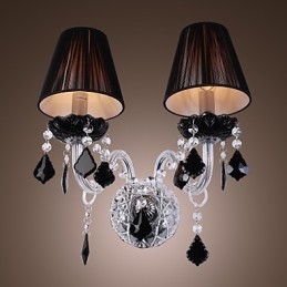 Crystal Vägglampa Med 2 Lampor I Tygskärm