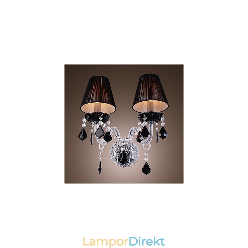 Crystal Vägglampa Med 2 Lampor I Tygskärm