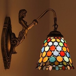 Europeiska Kontrakterade Landsbygdens Kreativa Smidesjärn Vägglampa Glas Ljus