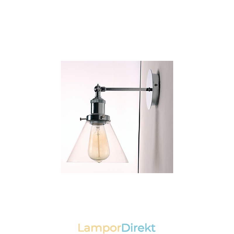Art Déco Vägglampa Med Glaskon Skärm Ner