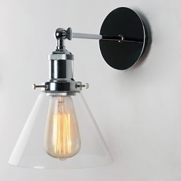 Art Déco Vägglampa Med Glaskon Skärm Ner