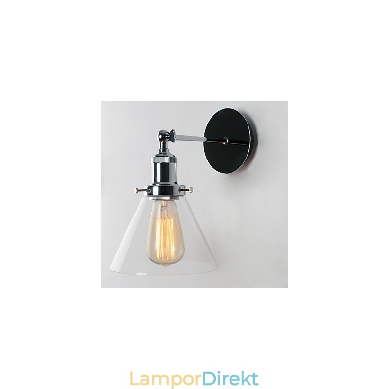 Art Déco Vägglampa Med Glaskon Skärm Ner