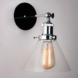 Art Déco Vägglampa Med Glaskon Skärm Ner