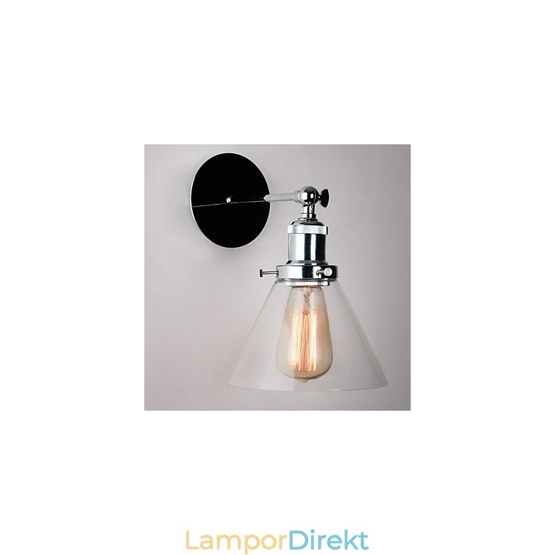 Art Déco Vägglampa Med Glaskon Skärm Ner