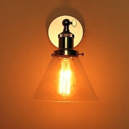 Art Déco Vägglampa Med Glaskon Skärm Ner
