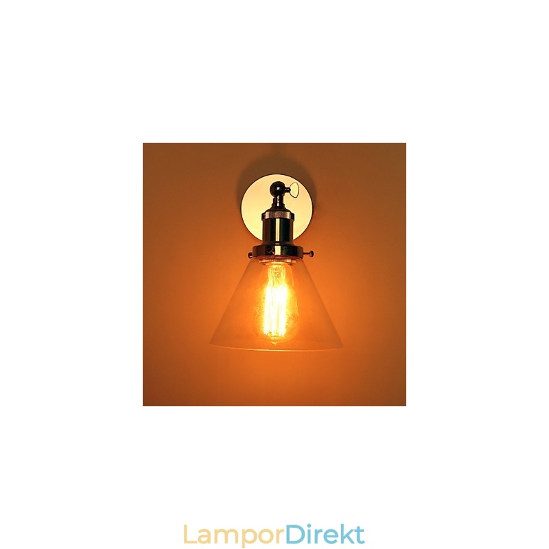 Art Déco Vägglampa Med Glaskon Skärm Ner