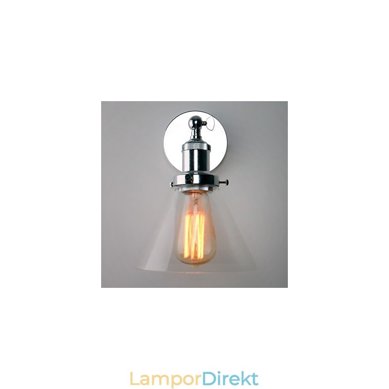 Art Déco Vägglampa Med Glaskon Skärm Ner