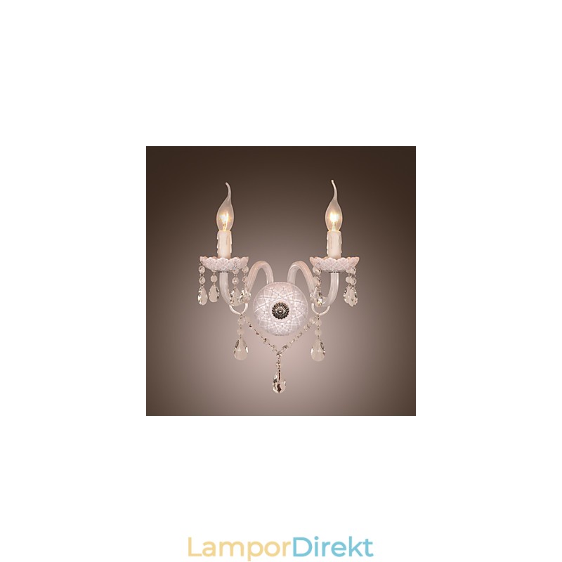 Kristallvägglampa Med 2 Lampor I Ljusglödlampa