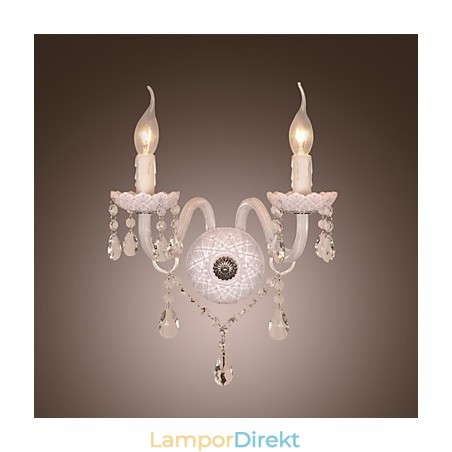Kristallvägglampa Med 2 Lampor I Ljusglödlampa Kristallvägglampa Med 2 Lampor I Ljusglödlampa