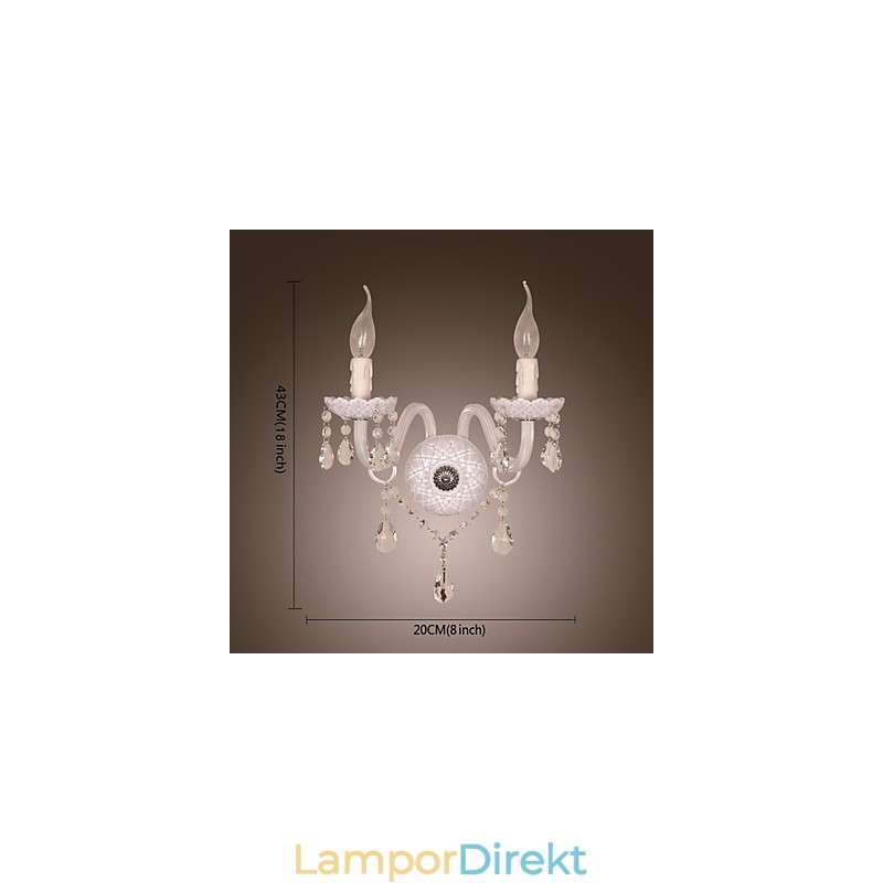 Kristallvägglampa Med 2 Lampor I Ljusglödlampa