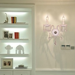 Kristallvägglampa Med 2 Lampor I Ljusglödlampa