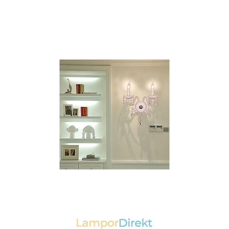 Kristallvägglampa Med 2 Lampor I Ljusglödlampa
