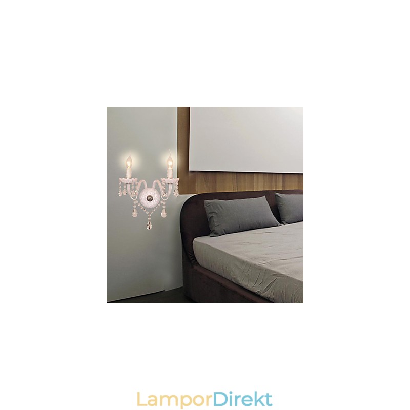 Kristallvägglampa Med 2 Lampor I Ljusglödlampa