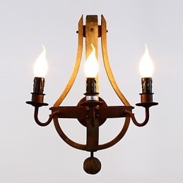 Vintage Amerikansk Rustik Trävägg Vinfat Lampa Liviing Och Sovrumslampa