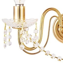 Gyllene Kristallvägglampa Med 2 Lampor