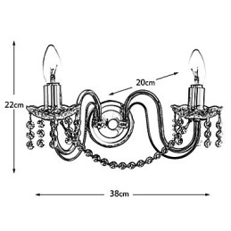 Gyllene Kristallvägglampa Med 2 Lampor