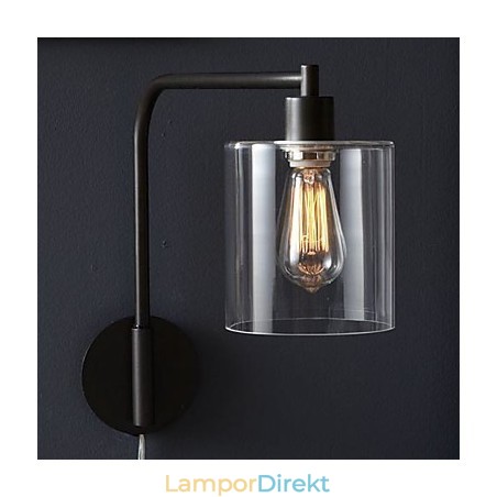 Modern Vägglampa Med Trumskärm I Glas Modern Vägglampa Med Trumskärm I Glas