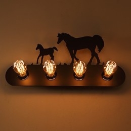 American Village Pastoral Loft Style Sovrum Gångjärn Retro Wild Horse Vägglampor Gratis Frakt