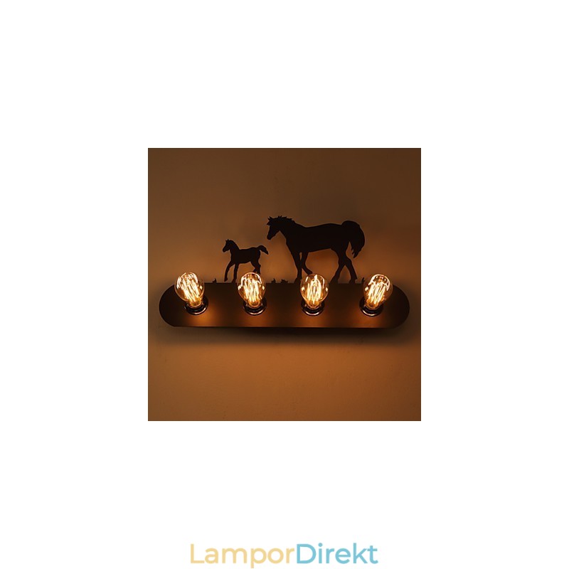 American Village Pastoral Loft Style Sovrum Gångjärn Retro Wild Horse Vägglampor Gratis Frakt