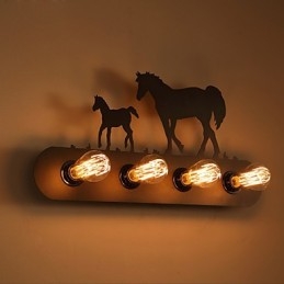 American Village Pastoral Loft Style Sovrum Gångjärn Retro Wild Horse Vägglampor Gratis Frakt