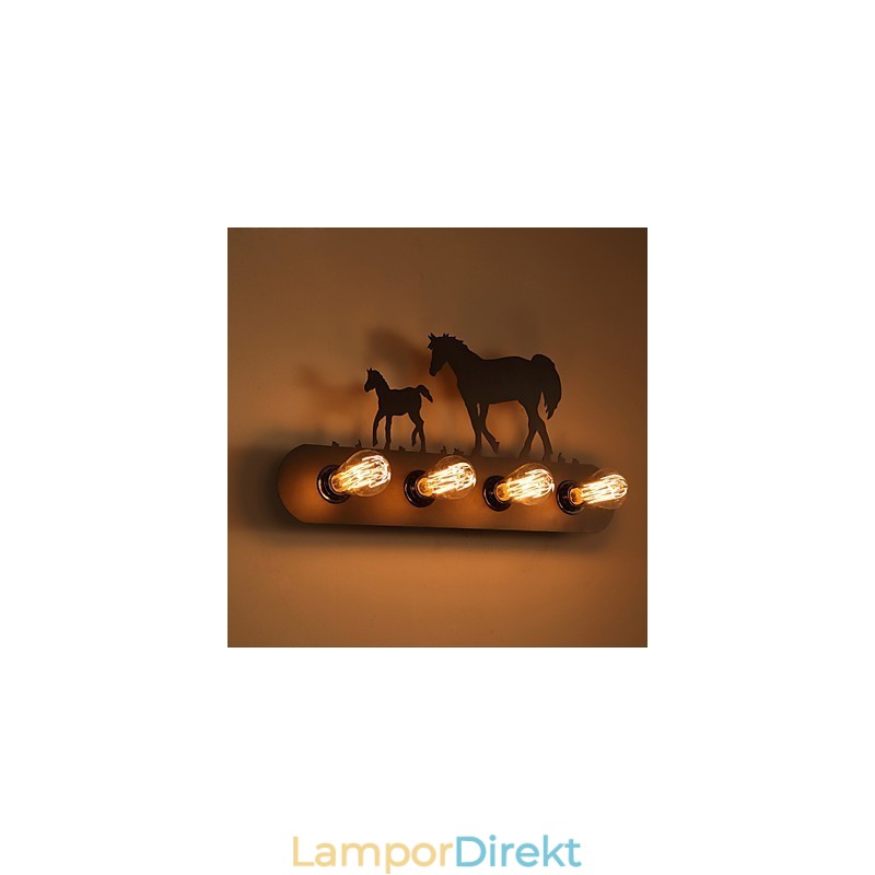 American Village Pastoral Loft Style Sovrum Gångjärn Retro Wild Horse Vägglampor Gratis Frakt