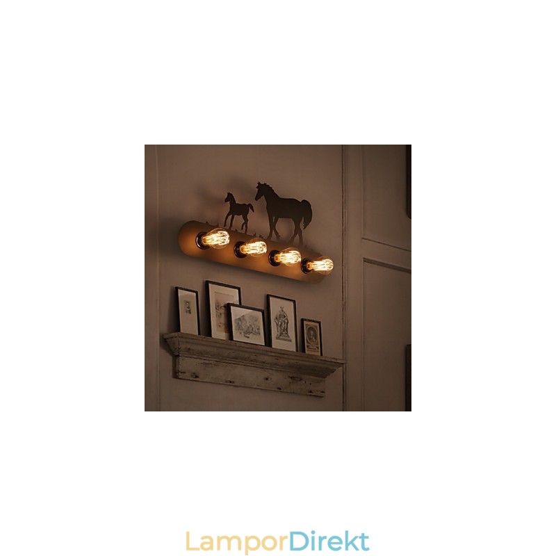American Village Pastoral Loft Style Sovrum Gångjärn Retro Wild Horse Vägglampor Gratis Frakt