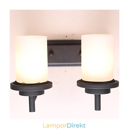 2*Retro Iron Vägglampa I Klassisk Stil I Målningsbehandling Med Frostat Glas 2*Retro Iron Vägglampa I Klassisk Stil I Målningsbehandling Med Frostat Glas