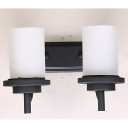 2*Retro Iron Vägglampa I Klassisk Stil I Målningsbehandling Med Frostat Glas