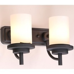 2*Retro Iron Vägglampa I Klassisk Stil I Målningsbehandling Med Frostat Glas